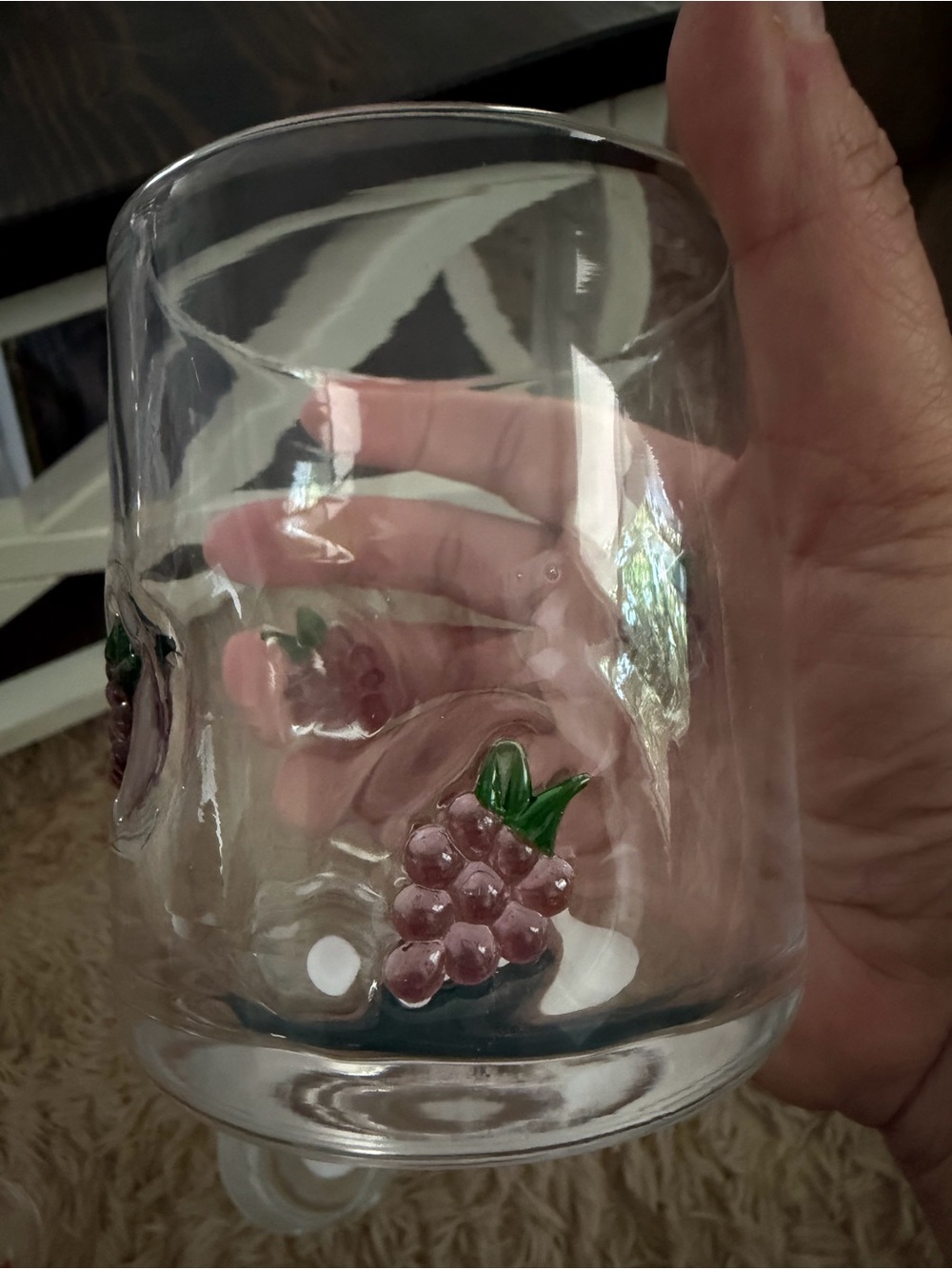 Icon Glass Tumbler with Purple Grape Motif - 16 fl oz